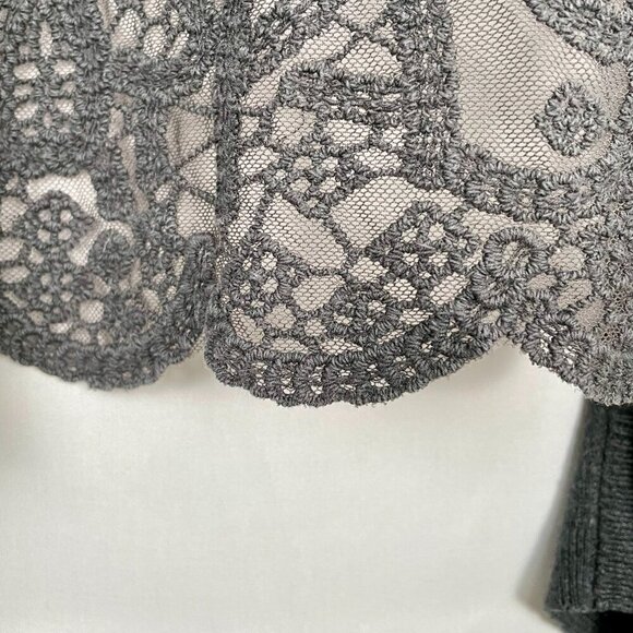 American Eagle Cotton Blend Lace Back Open Front Gray Cardigan Women's L Cottage - Picture 7 of 13
